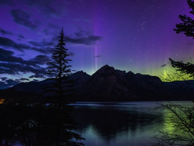Aurora Light Over Banff Park-Canada