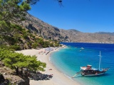 Beautiful Beach Boat Greece Nature Landscapes