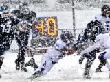 Football Match on a Snowy Blizzard
