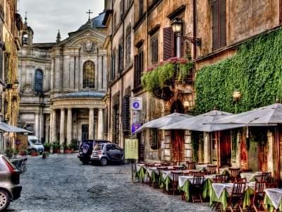 Good Morningrome Alley Architecture Beautiful Buildings Cafe City Colorful Flowers Houses Italy Morning Nature Old Peaceful Roma Sky Street