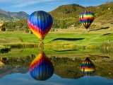 Hot Air Balloons Lake Reflection