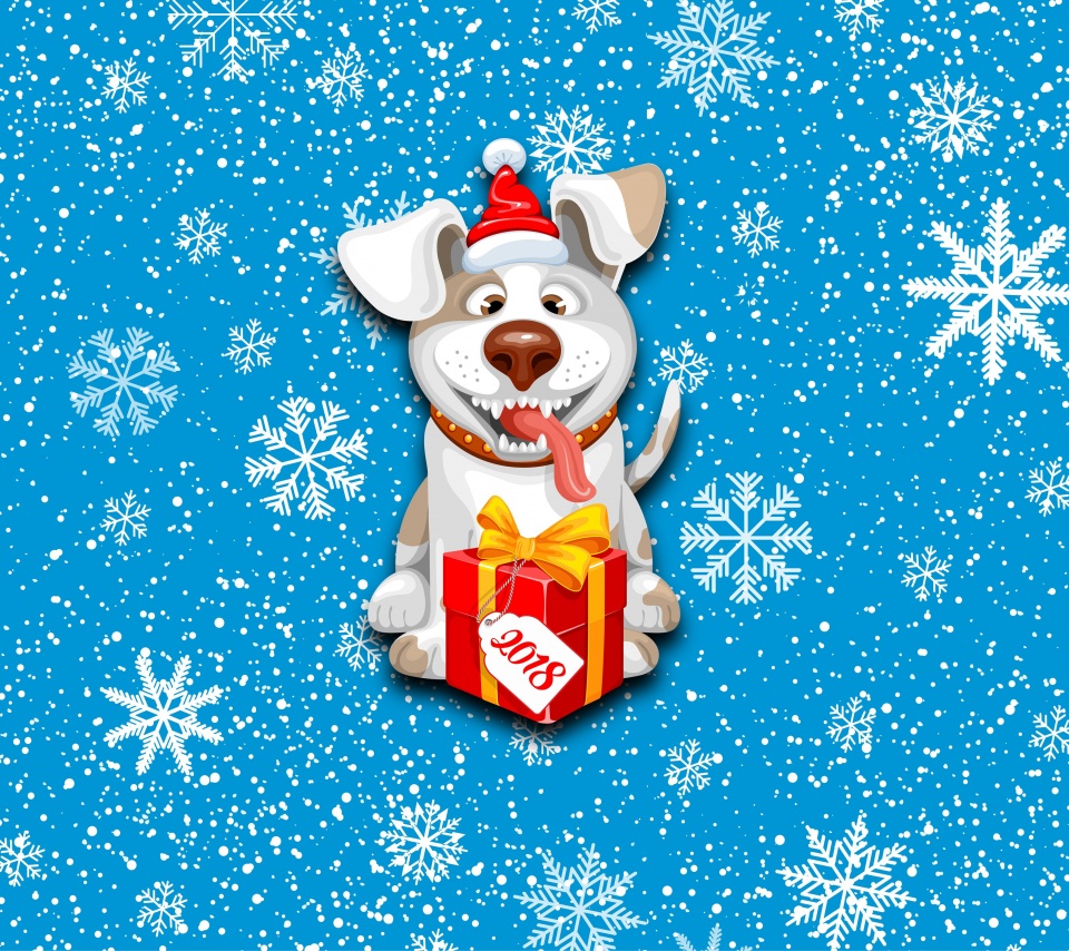 2018 New Year Snow Dog Cute