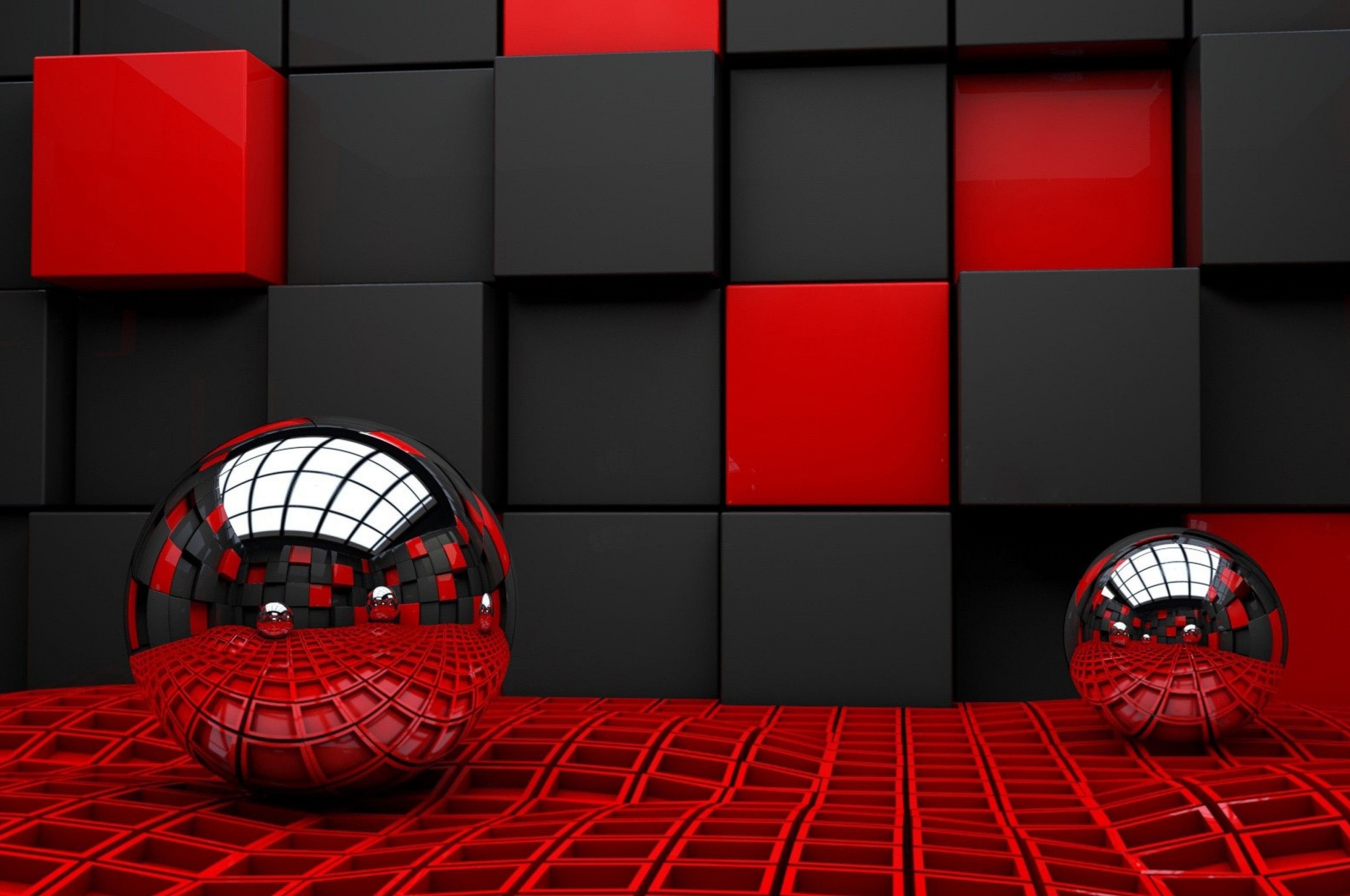 3d Glass Ball And Cubes