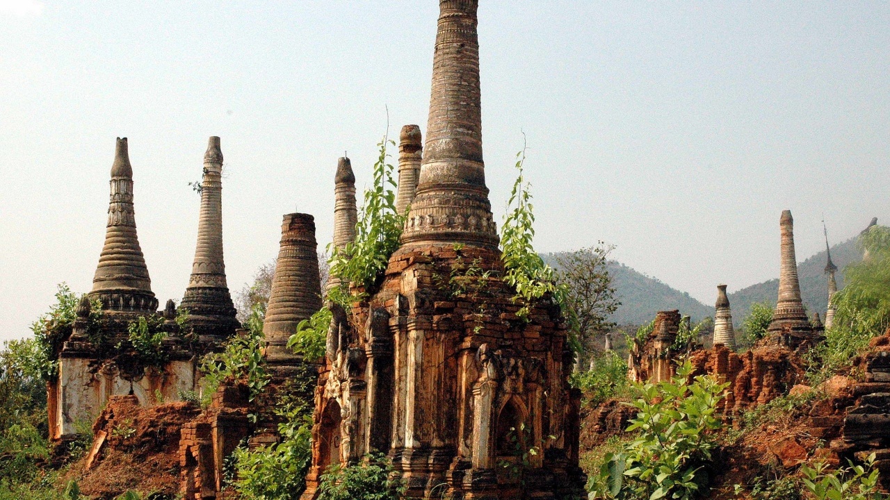 Ancient Ruins Of Indein Stupa Complex Shan Taunggyi Burma