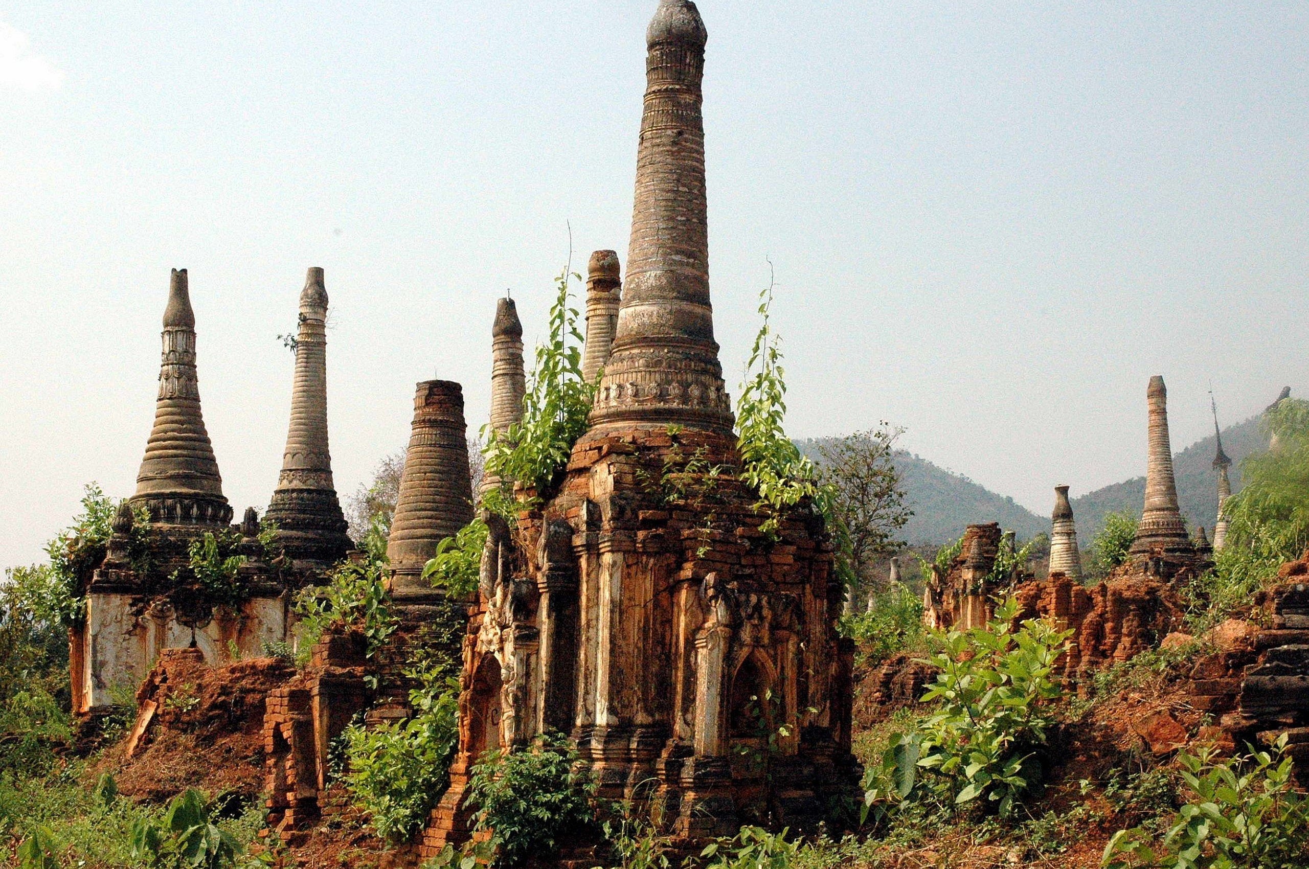 Ancient Ruins Of Indein Stupa Complex Shan Taunggyi Burma