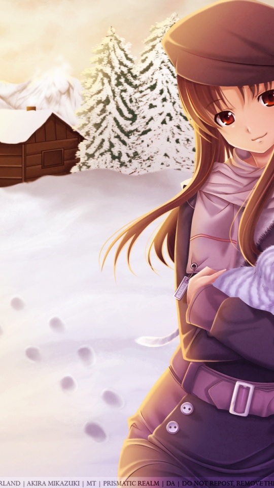 Anime Girl Winter Snow Cat