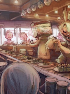 Art Anime Sushi Bar Characters