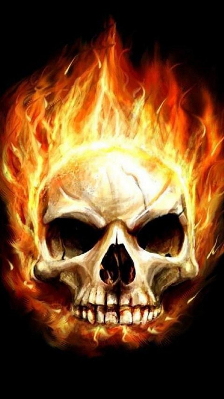 Art Flaming Skull