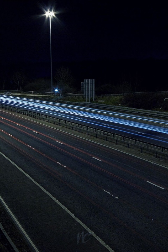Autobahn Road Lights Night