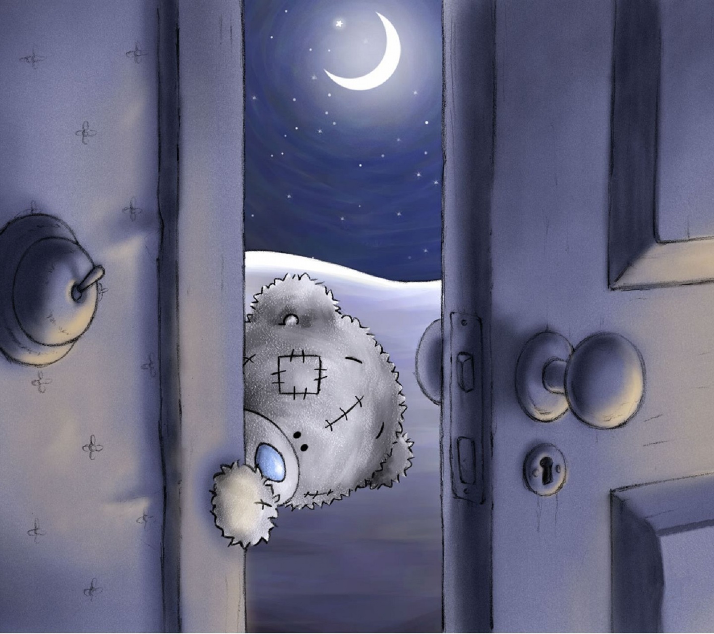 Bear Teddy Door Night Moon