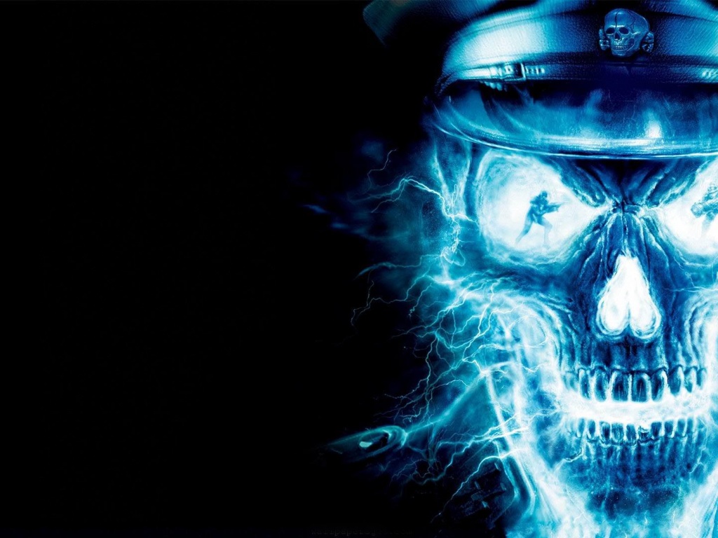 Blue Neon Skull Officer