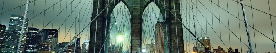 Brooklyn Bridge Night Nyc United States City Buildings Landscape