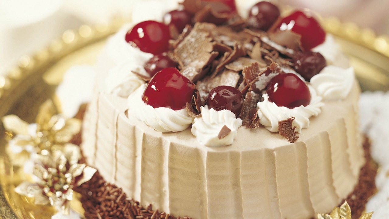 Chocolate Food Cake Sweets Desserts Cherries Icing
