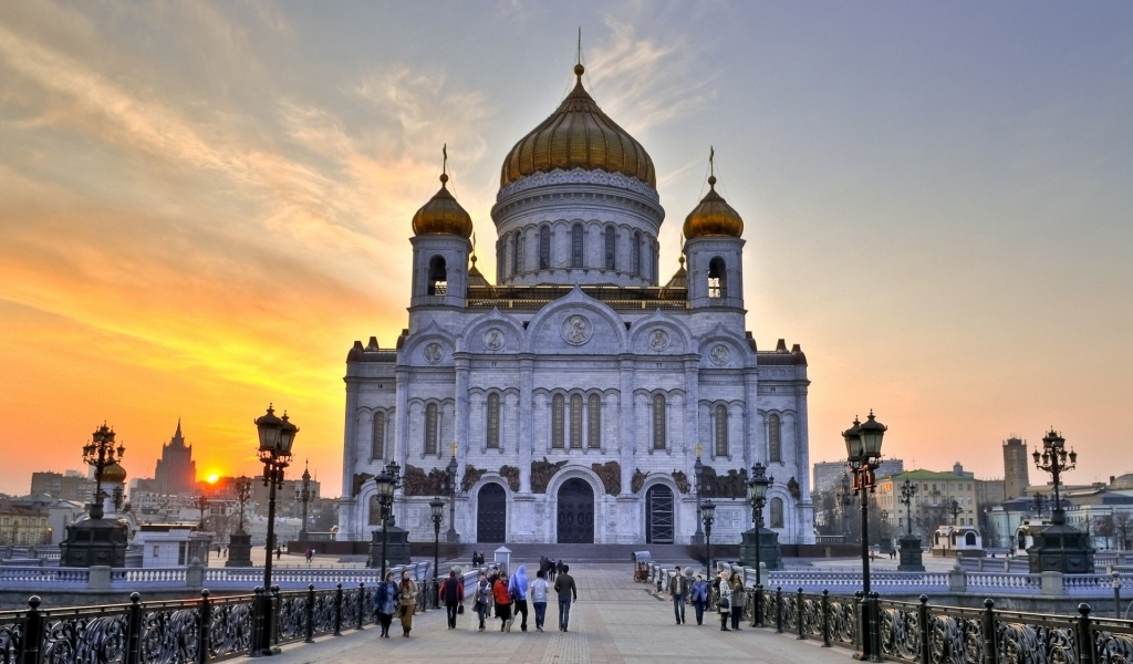 Christ Savior Cathedral Moscow White Stone Building Russia City Landscape