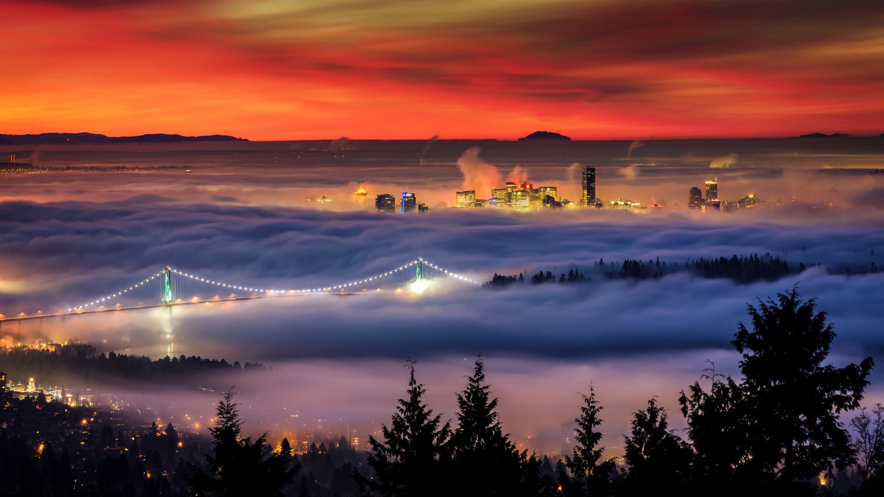 City Vancouver Covered In Fog
