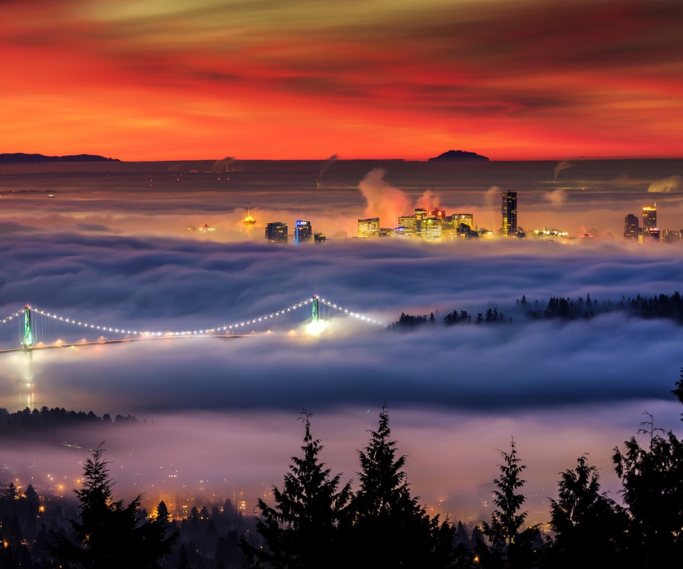 City Vancouver Covered In Fog