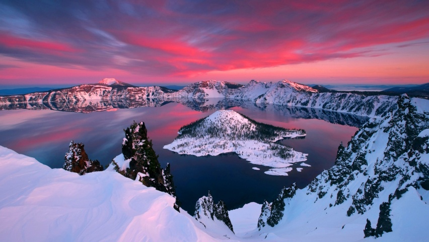 Crater Lake In Winter