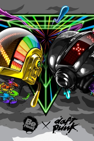 Daft Punk Helmets Graphics Clouds Colors