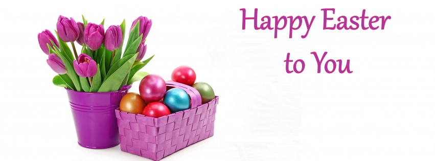 Easter Eggs And Tulips In Basket