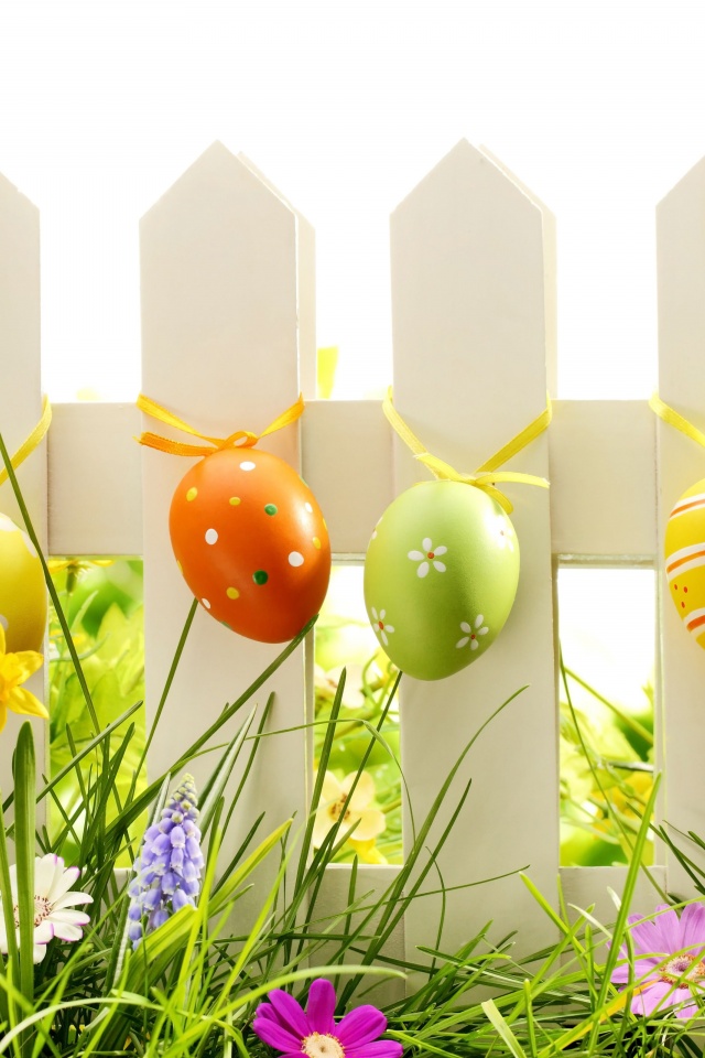 Easter Eggs On Fence