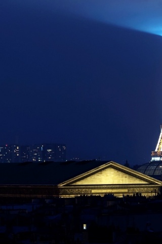 Eiffel Tower Paris Night Lights Buildings