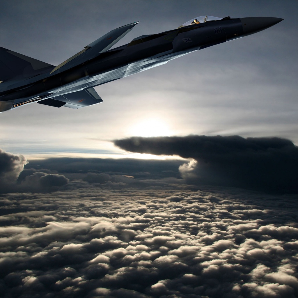 Fighter Aircraft Flying Out Of The Clouds