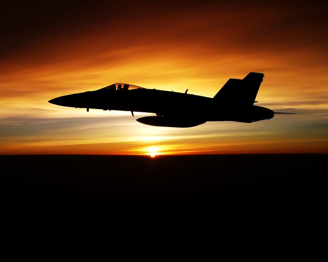 Fighter Flying In Dusk Sky