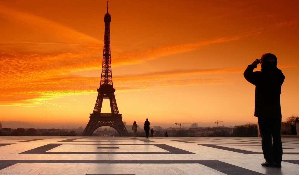 France Paris Evening Sunset People Sky Square Eiffel Tower City Landscape