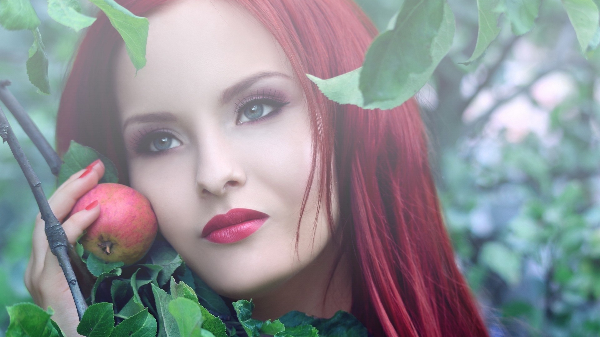 Girl Eyes Face Makeup Apple Twig