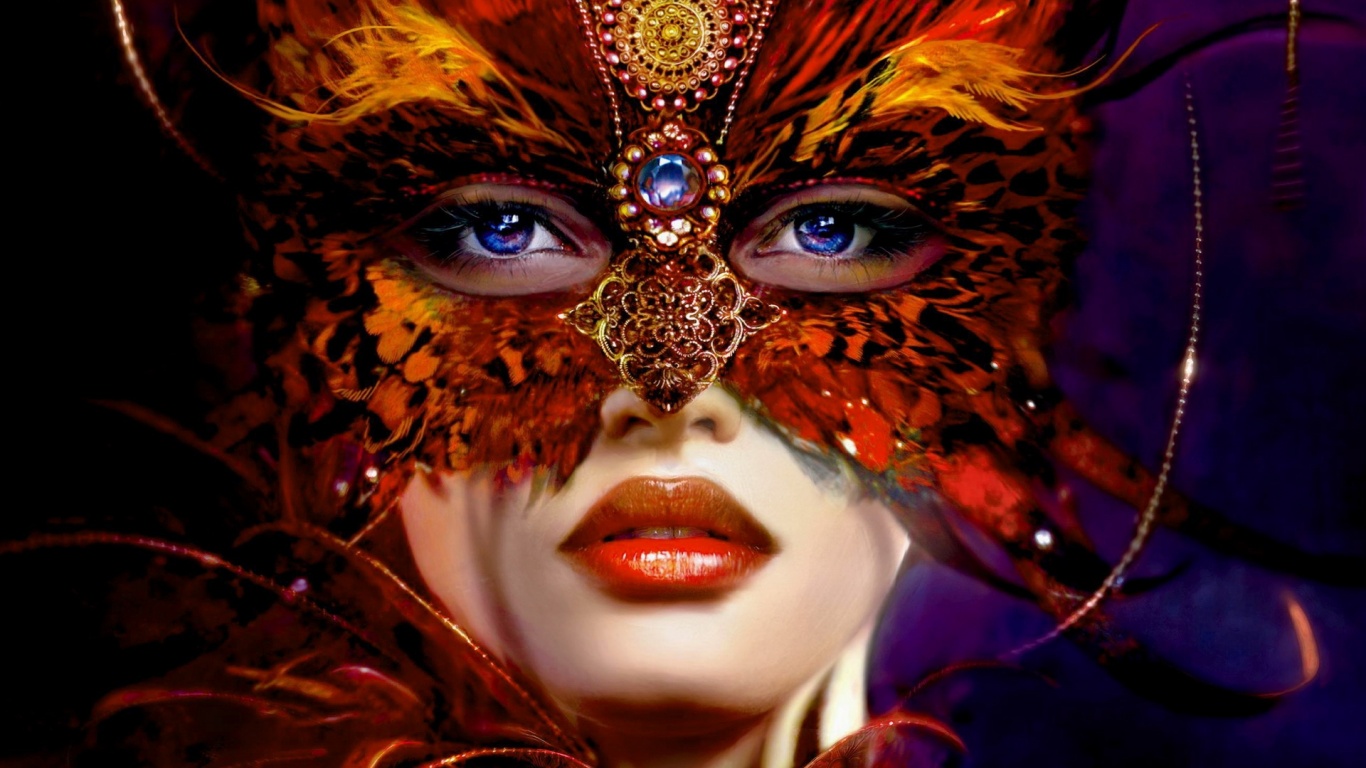 Girl Face Mask Masquerade Blue Eyed