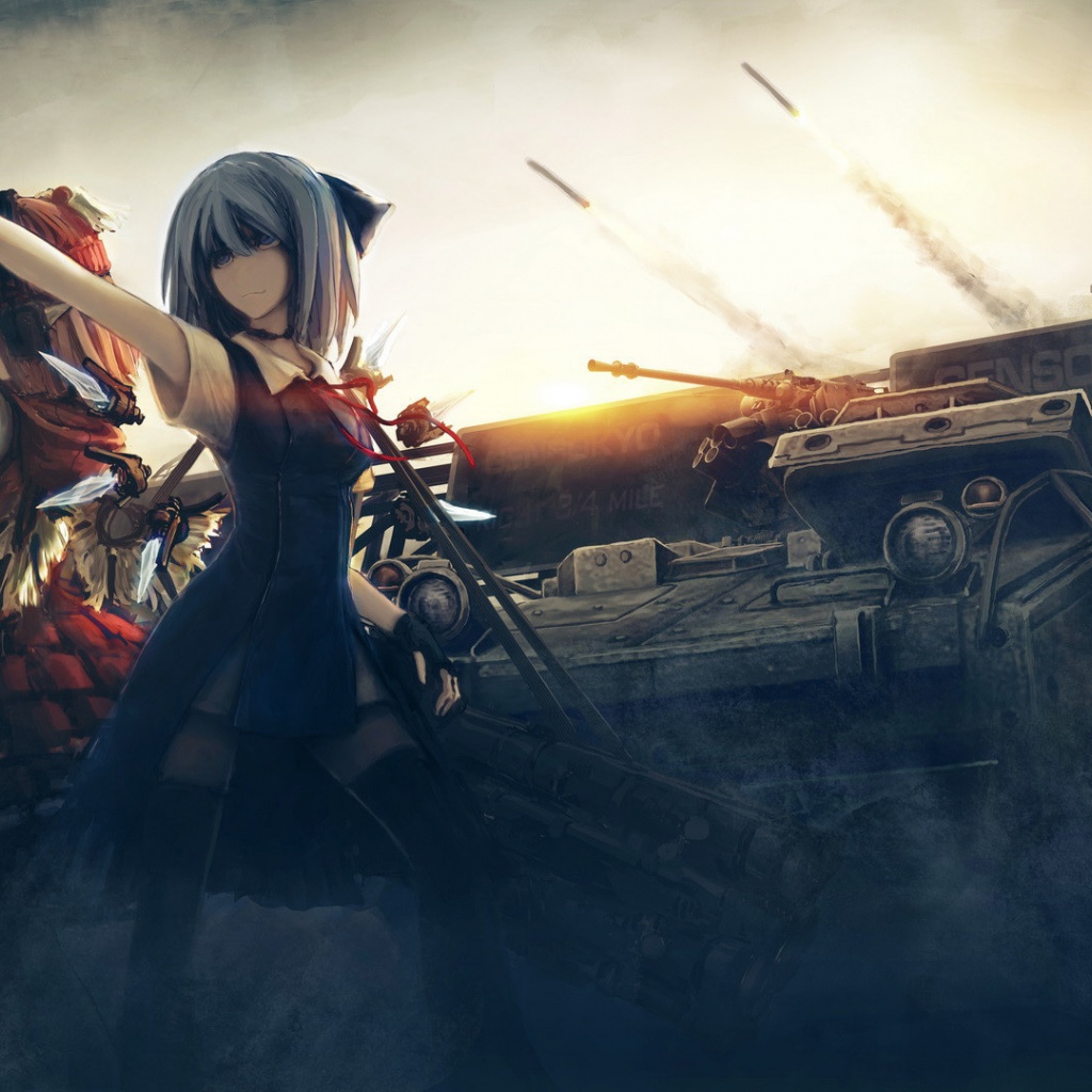 Girls Tanks Missiles Weapons Touhou War Sisters