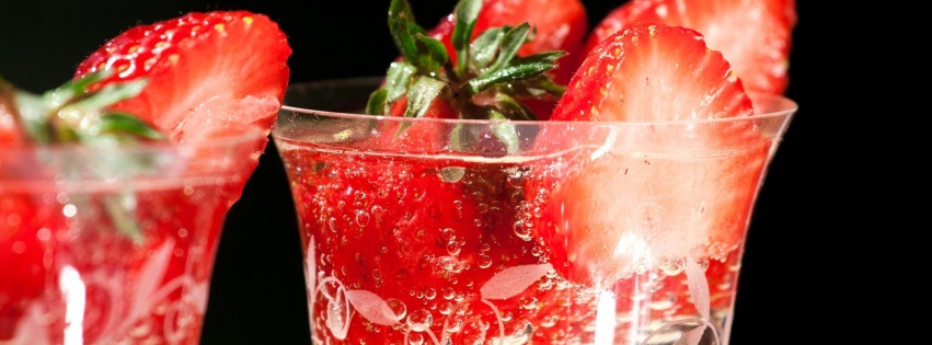 Glass Fruits Food Strawberries Drinks Black Background
