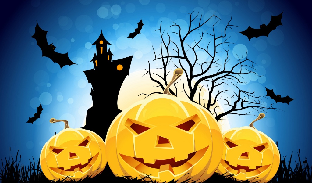 Halloween Pumpkins Bats And Castle