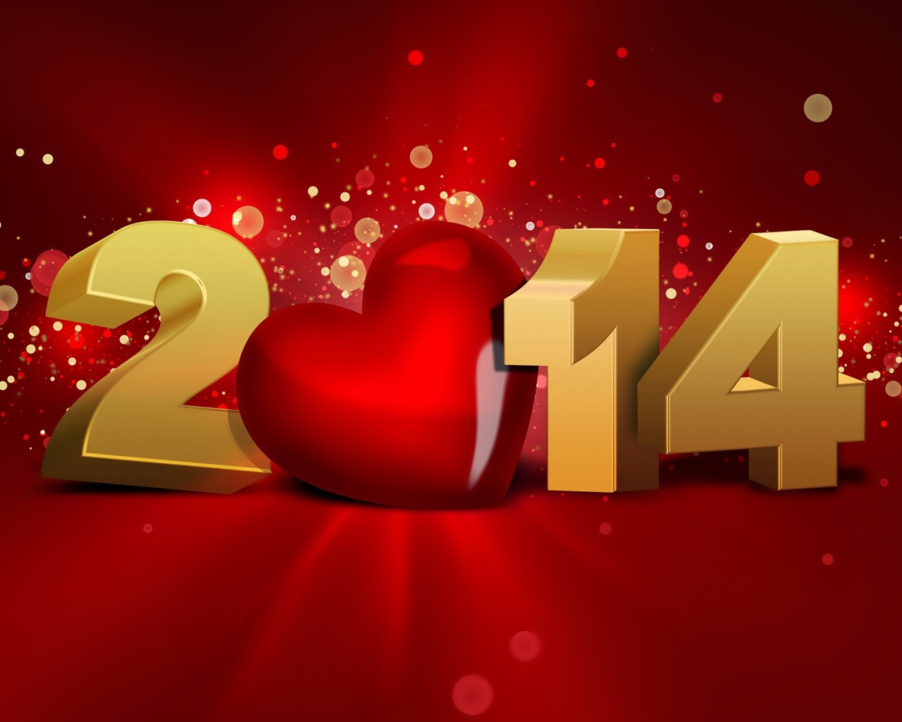 Heart And 3d Happy New Year 2014