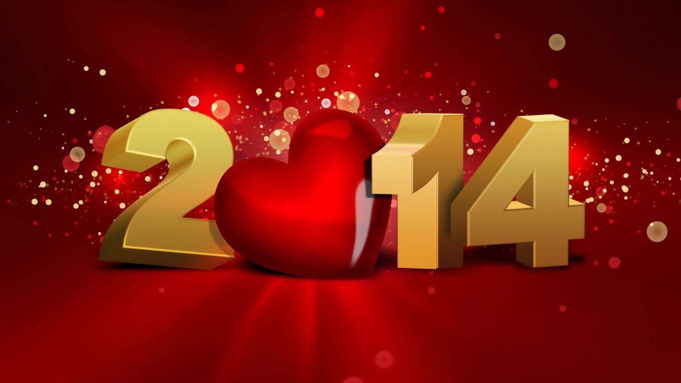 Heart And 3d Happy New Year 2014