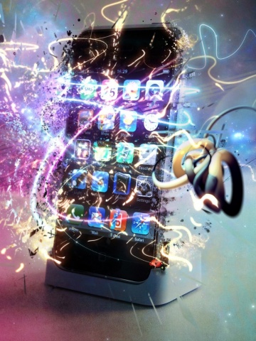 iPhone 4g With Shining Multi Color Background 3D Gaming Hd