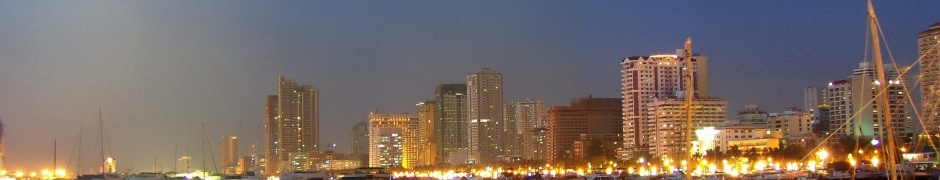 Manila Skyline By Night Pasay City Metro Manila Philippines