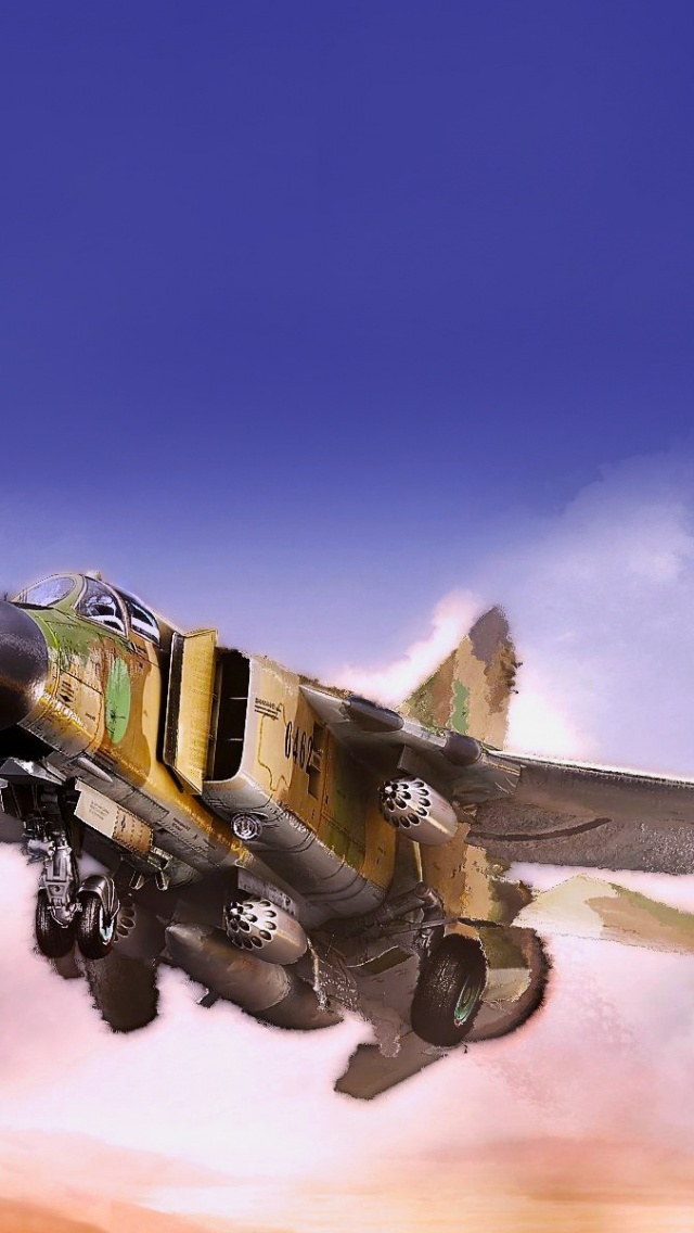 Mig Fighter Flying In The Desert