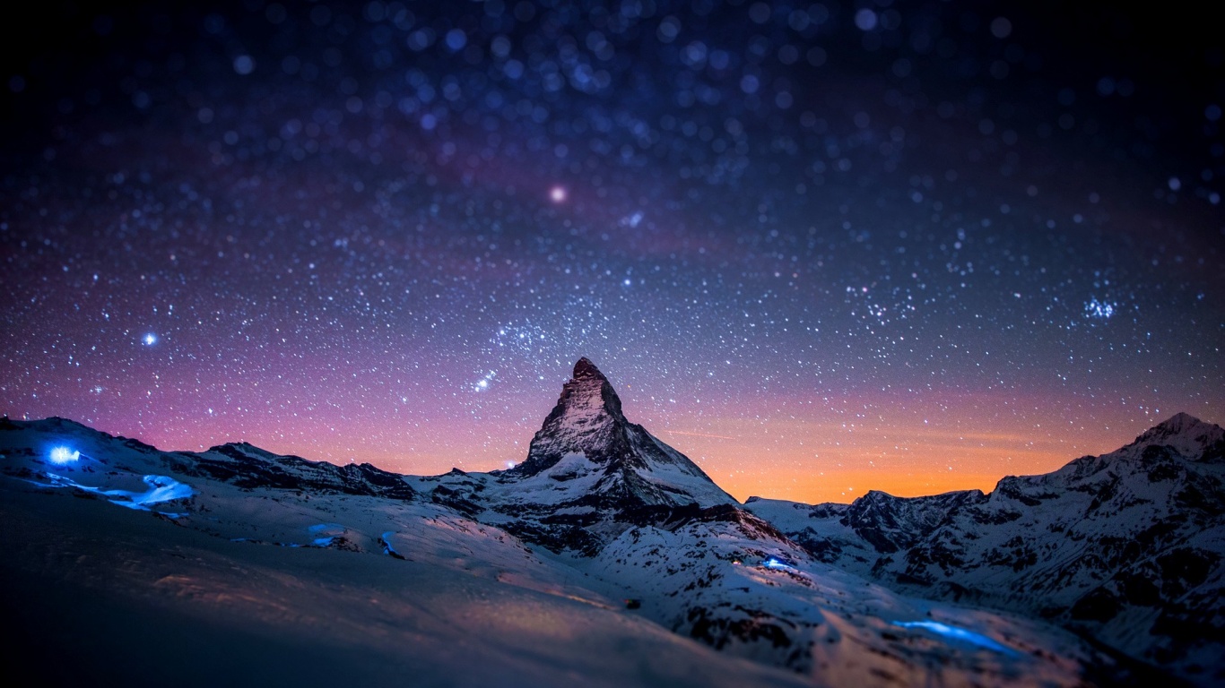Mountains Stars Tilt Shift Space