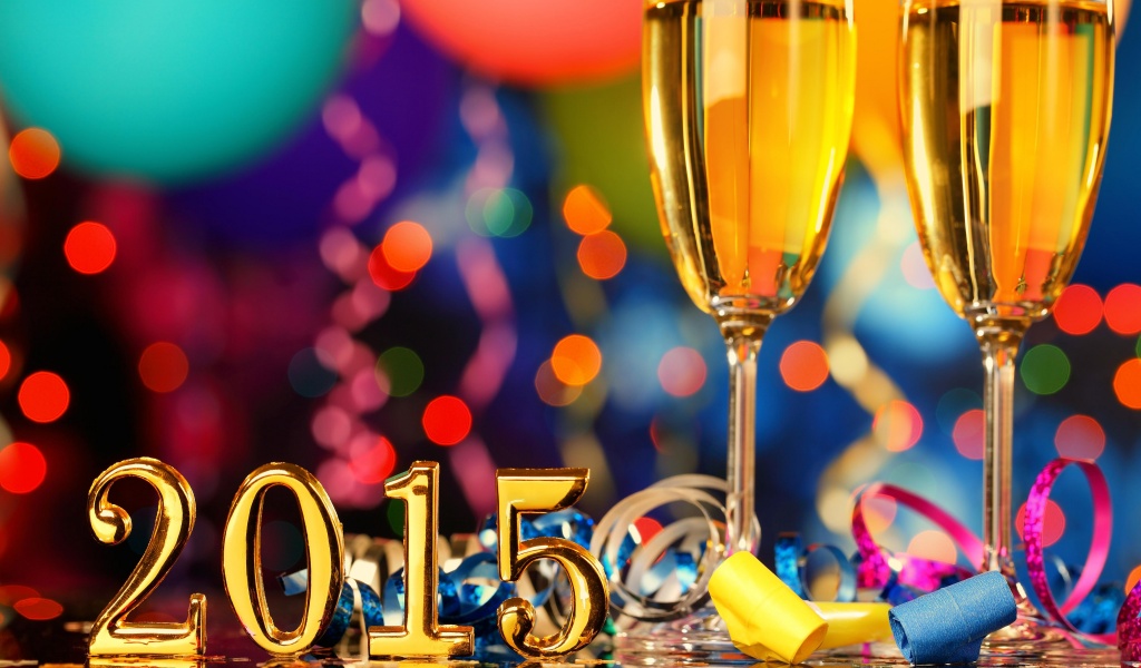 New Year 2015 Champagne Glasses