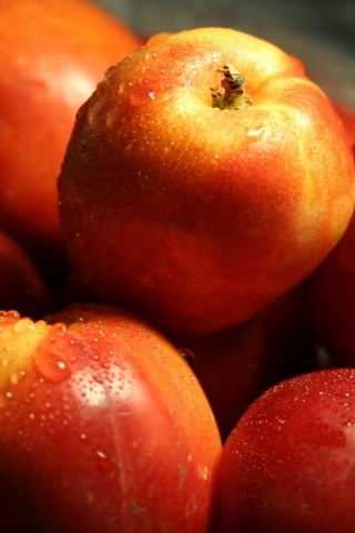 Red Fruits Food Water Drops Nectarines