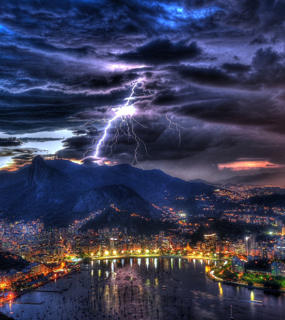Rio De Janeiro At Night In A Storm