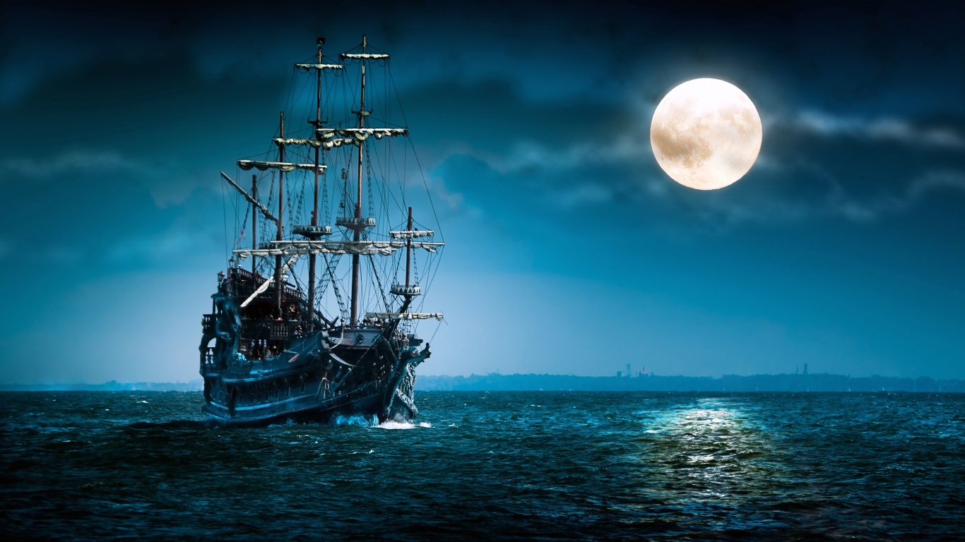 Sailboat Full Moon - Flying Dutchman
