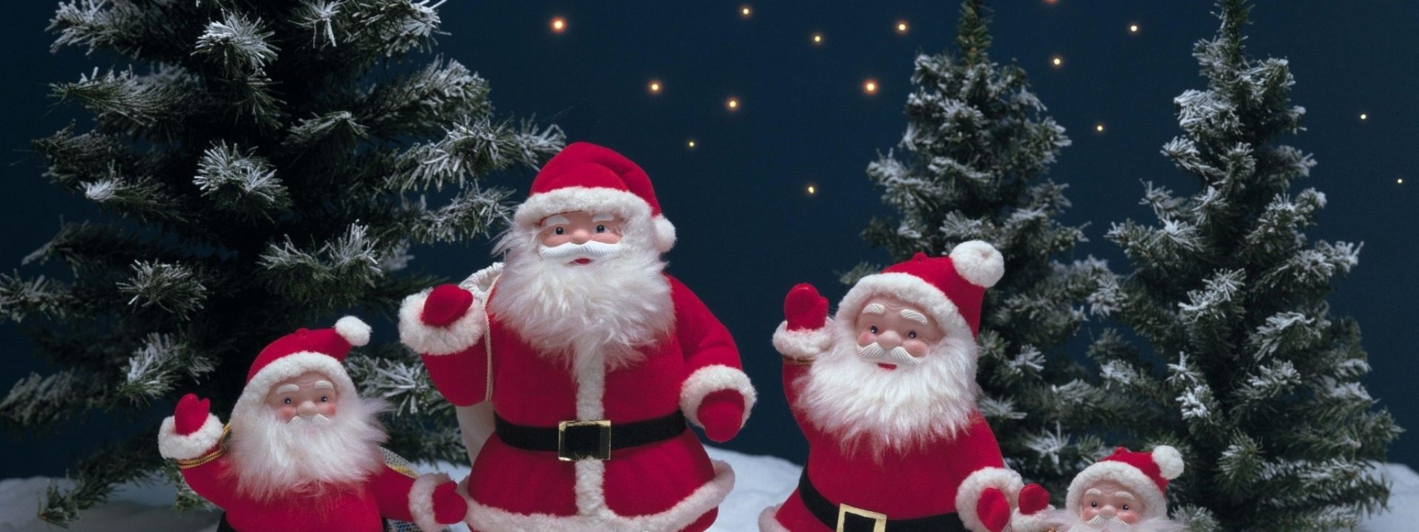 Santa Claus Gifts Christmas Trees Stars Snow