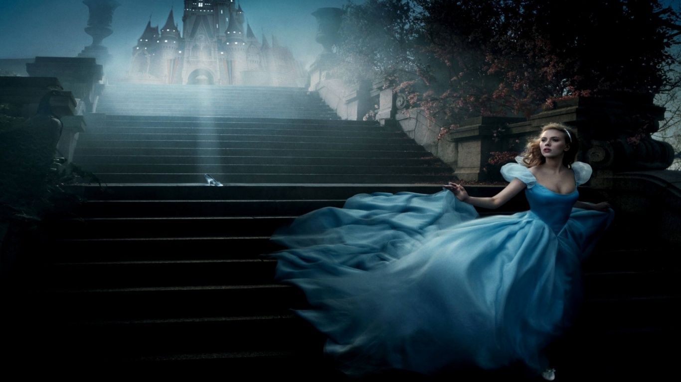 Scarlett Johansson Cinderella Actress Ladder Dress Fairy Tale Shoe