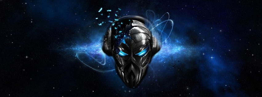 Space Robot Mask Headphones Stars
