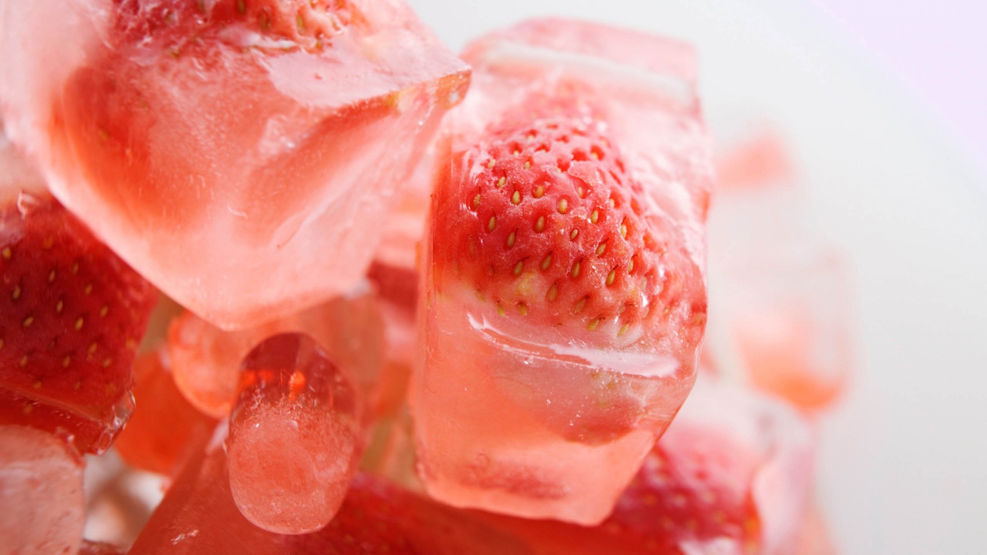 Strawberries On Ice Cubes