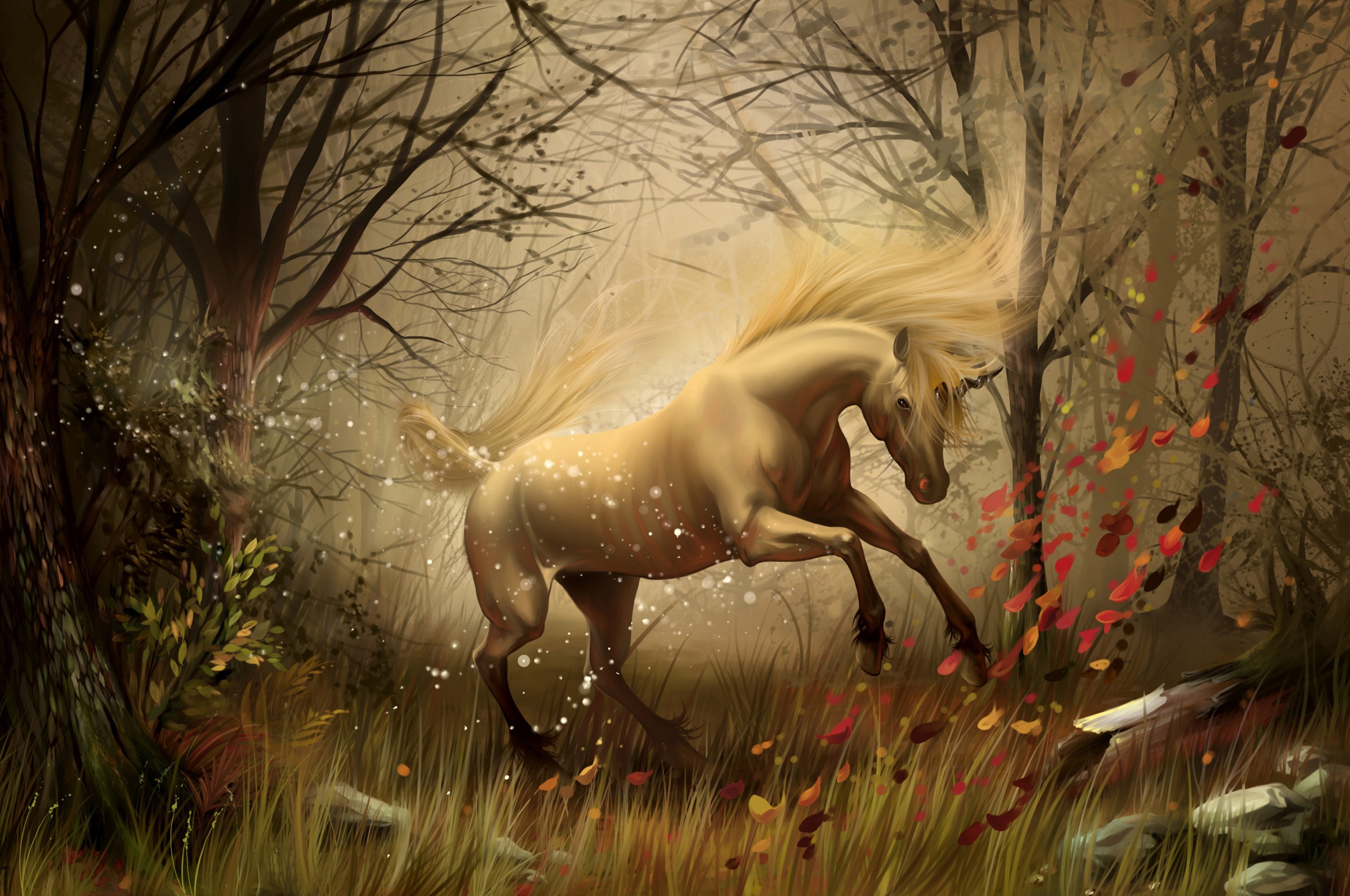 Unicorn In Fantasy Autumn