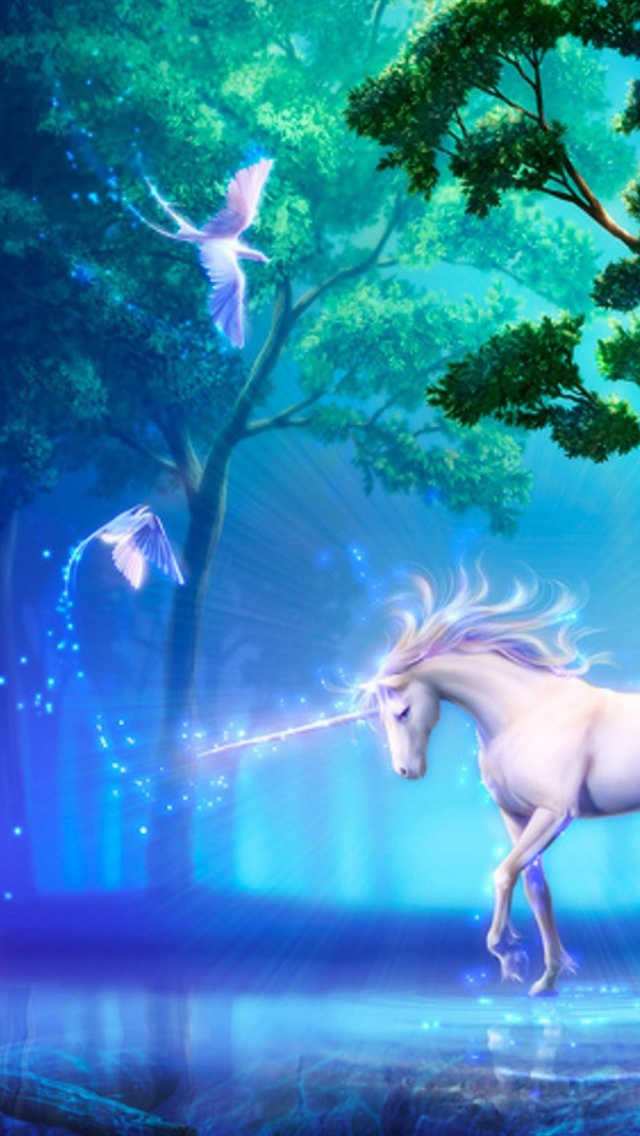 Unicorn In Fantasy Magic Forest