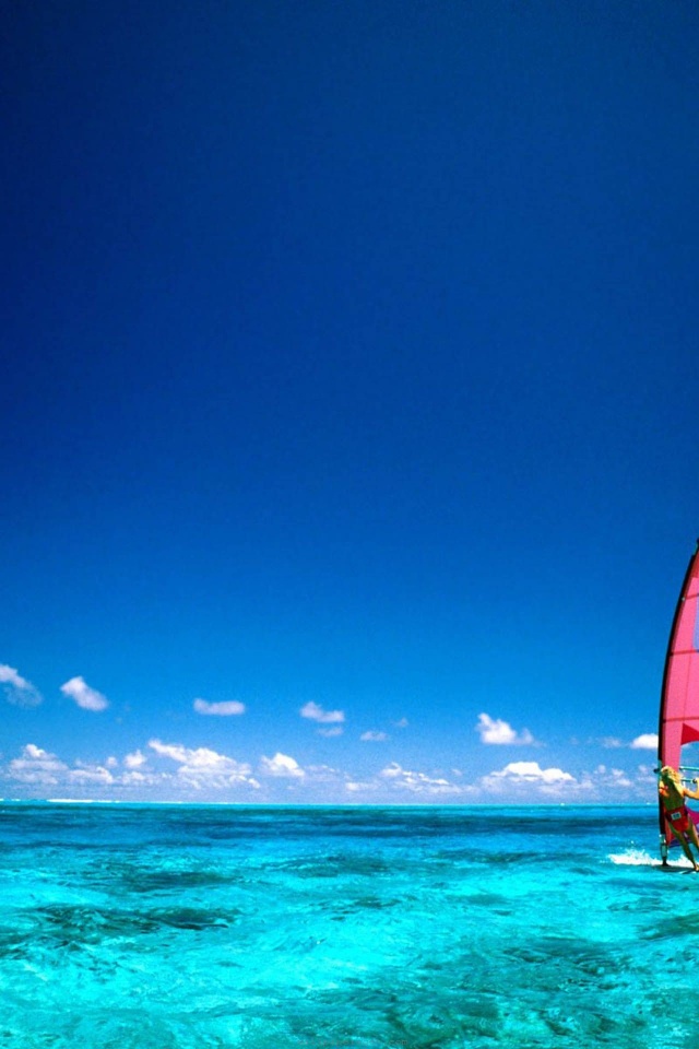 Wind Surfing Surfer Bora Bora Island